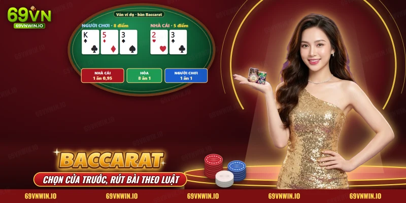 Baccarat 69VN với bàn hai tay bài Người chơi và Nhà cái cùng ba cửa cược