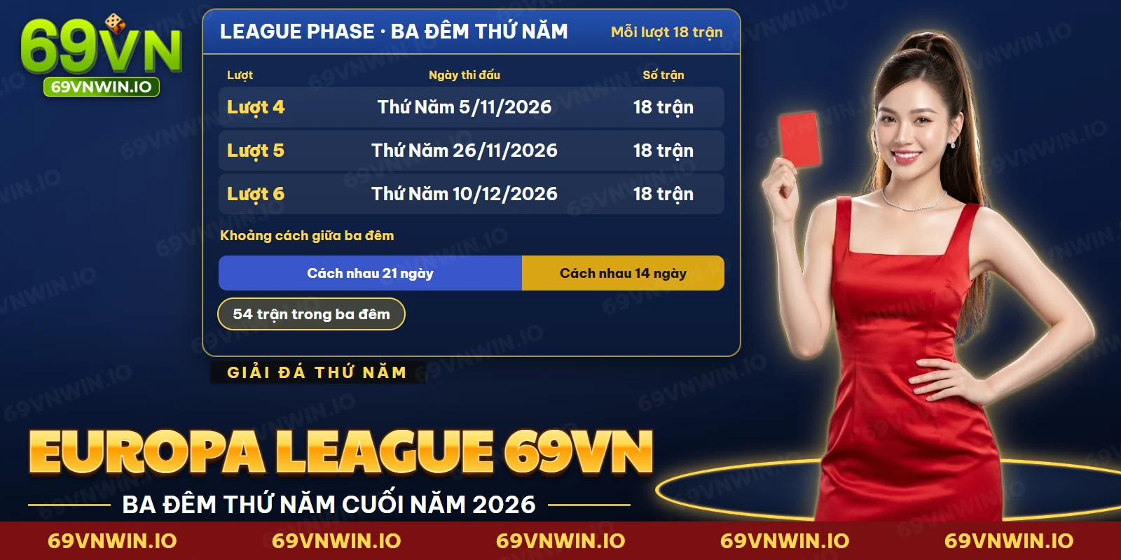 Lịch ba đêm thứ Năm của league phase cho cá cược Europa League 69VN