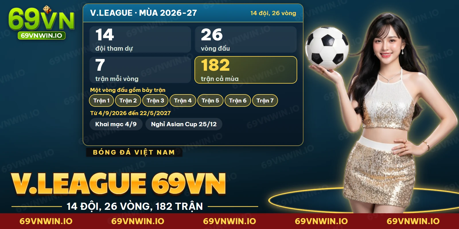Cá cược V.League 69VN với danh sách các trận của một vòng đấu giải bóng đá Việt Nam