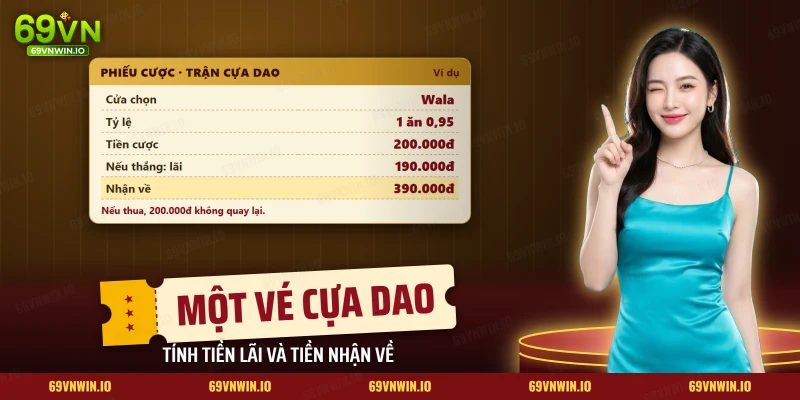 Phiếu cược một trận cựa dao với cửa Wala, tiền cược, tiền lãi và tiền nhận về