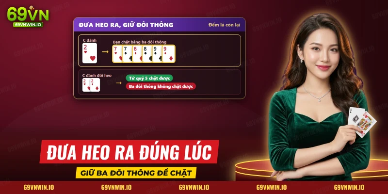Tiến Lên Miền Nam 69VN – Luật Chơi, Chặt Heo Và Xác Suất Ván Bài 5 Hai tình huống chặt heo trong Tiến Lên Miền Nam: ba đôi thông chặt một heo, tứ quý chặt đôi heo