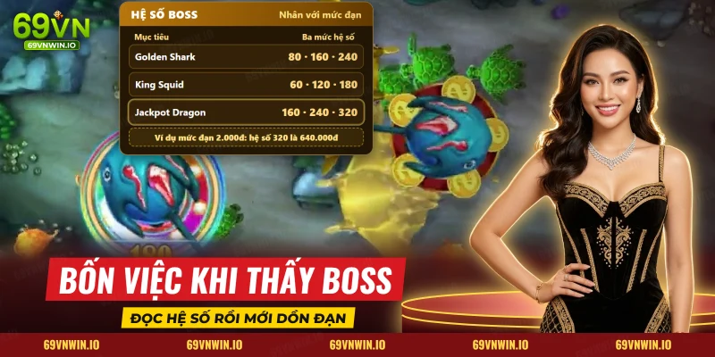 Bảng hệ số boss Golden Shark, King Squid và Jackpot Dragon trên bàn bắn cá Jackpot Fishing